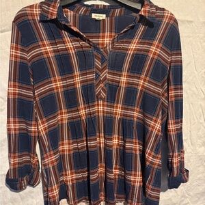 Westport Navy and Rust Plaid Button-Front Tunic